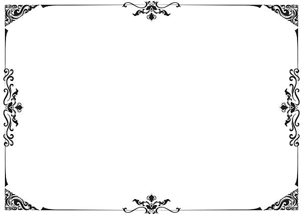 Horizontal black frame, vintage pattern, classic decorative border, cards and greeting cards.