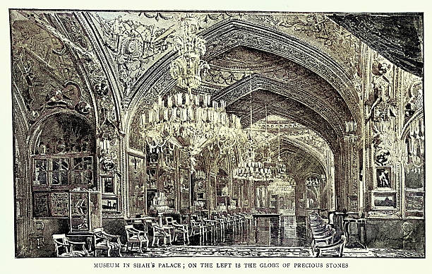 Museum in the Shah's Palace, Teheran, Iran, Victorian, Vintage illustration, 19th Century style, 1889