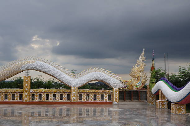 istock An intricately designed, large scale outdoor structure featuring elaborate ornamentation and a serpentine shape 2244343920