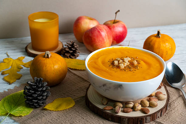 Cozy Autumn Pumpkin Soup with Seasonal Decor