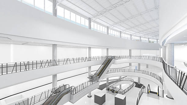 istock big, white, glistening building hall ,Area for structural work ,large mall structure ,3d rendering 2244360192