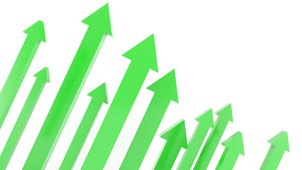 istock Green arrow forward on white background. Working together to move forward. Forward goal and mutual goal setting. ,3d rendering 2244360209