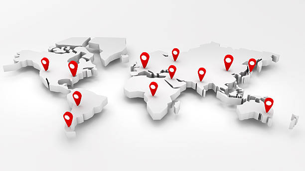 istock Location and connectivity are global networks, connecting people across countries through travel, 3D rendering. 2244360219