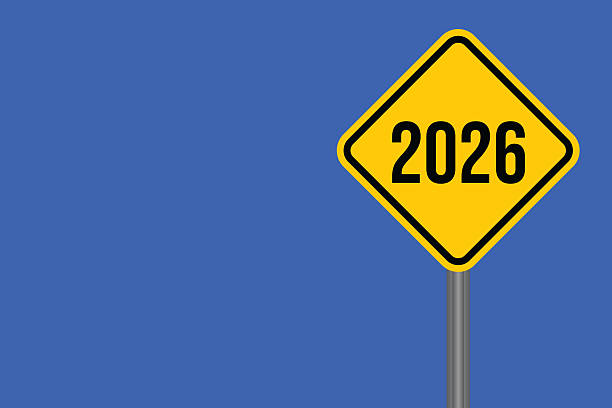 istock 2026 Happy New Year. Road sign concept. Greeting Card, Banner, Poster. Vector Illustration. 2244365739
