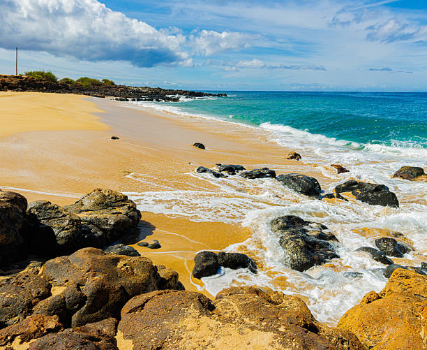 Beautiful White Sand Cove at Pohakumauliuli Beach, Molokai, Hawaii, USA