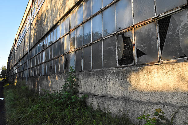 The ruined wall of an old factory
