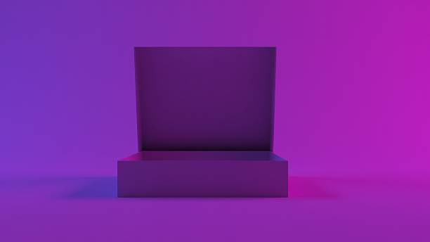 istock 3D illustration of half an empty box and geometric shape on a pink background 2244375237
