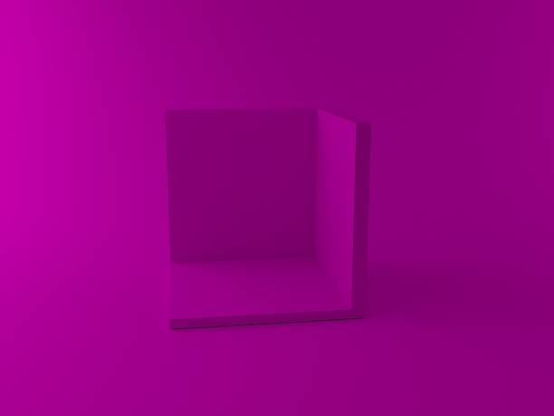 istock 3D illustration of half an empty box and geometric shape on a pink background 2244375250