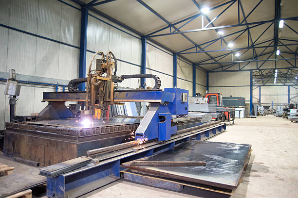 istock Huge industrial plasma cutter cutting steel plates 2244384048