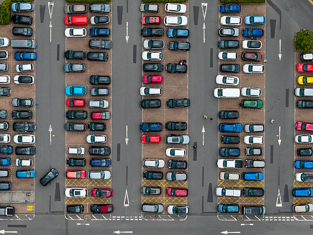 istock Urban Parking Lot Grid - Drone Perspective 2244384063