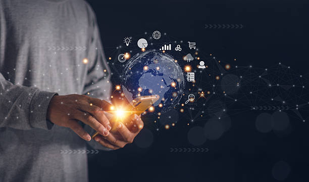 istock Business internet connection and digital application technology, Businessman using smartphones to connect internet network, Finance and Banking, Digital link technology, Big data. Metaverse. 2244385863