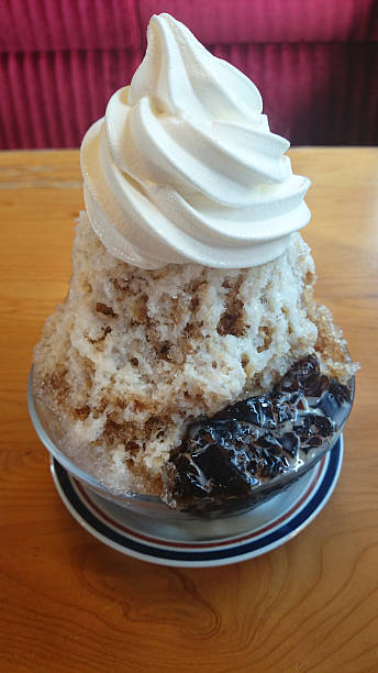 Coffee Shaved Ice with Soft Serve and Coffee Jelly