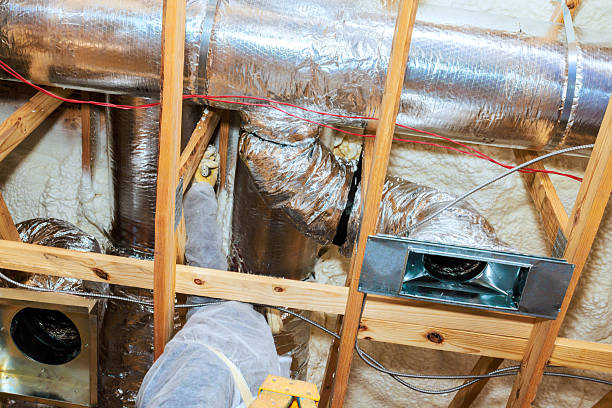 istock Work in progress on duct installation in residential building attic space 2244404804