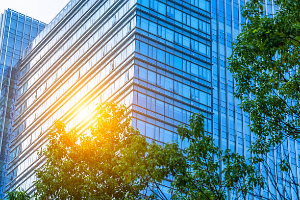istock Modern office building with green trees. 2244404960