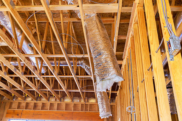istock Construction progress showing HVAC ducts wooden framing in residential building 2244405104