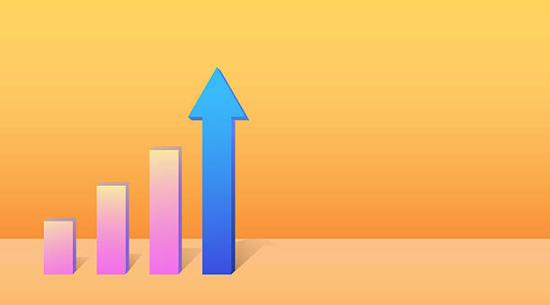 istock Upward Bar Graph and Arrow on Gradient Background, Business Growth Concept with Upward Arrow and Bar Chart 2244405989