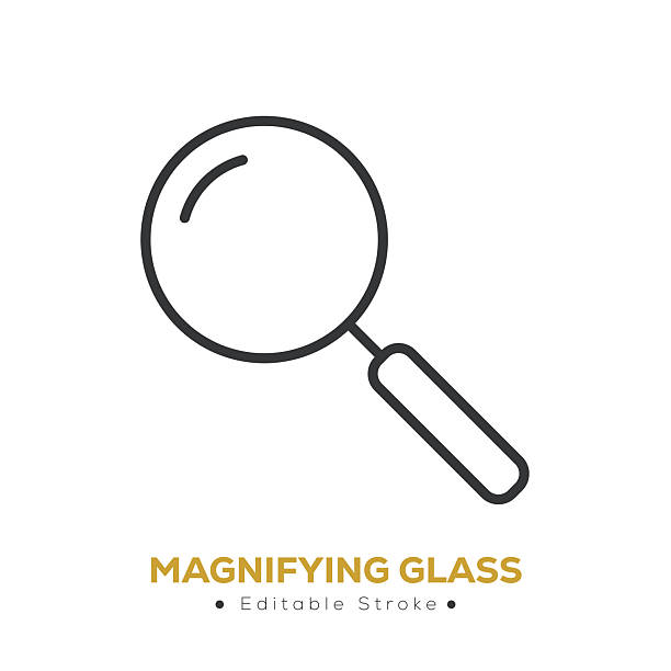 bildbanksillustrationer, clip art samt tecknat material och ikoner med search line icon. thin line icon that can be applied anywhere, simple, pixel perfect and modern style - förstoringsglas