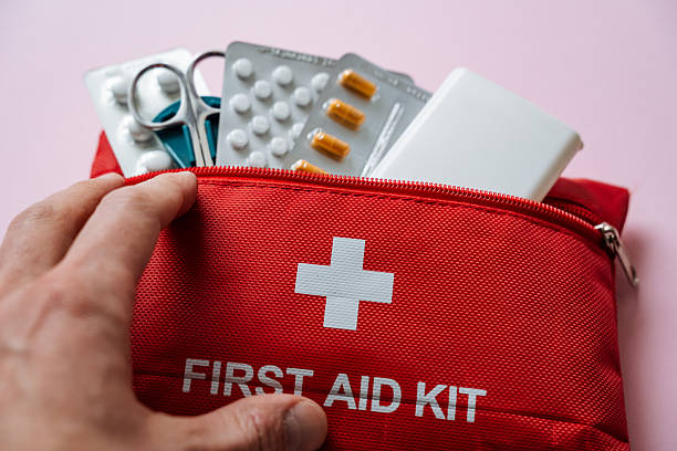 istock An Essential First Aid Kit containing crucial medications, durable bandages, antiseptics, and various supplies designed for both home use and emergency preparedness situations 2244425574