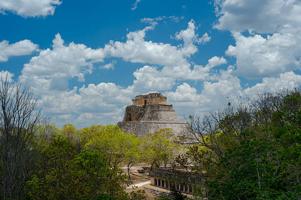 Chichen Itza El Castillo pyramid, Mexico on a cloudy day