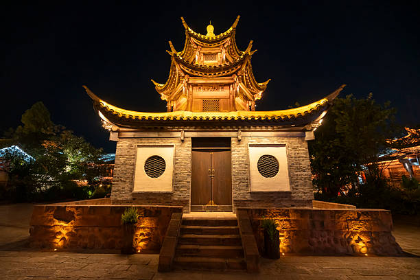 Night view of ancient Chinese city streets