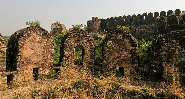 istock Watch post view with stone arches on top of Rohtas Fort 2244432331