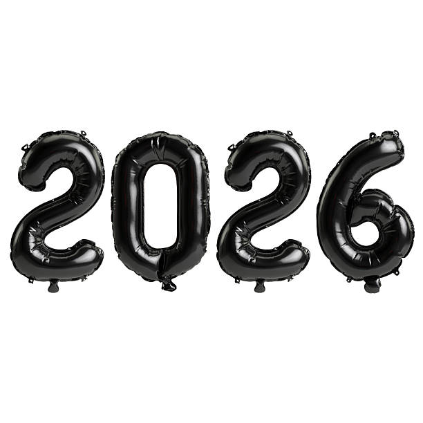 istock 3d Illustration of Black 2026 Balloon Numbers on White Background 2244446018