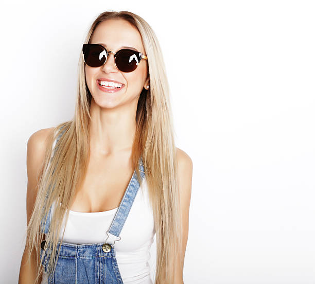Beautiful young happy woman. Studio shot.