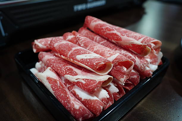 istock Thinly Sliced Raw Beef for Hot Pot or Shabu-Shabu 2244447998