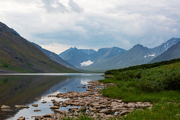 istock Summer landscape with mountains on sunset, Lake Hadata, Polar Urals, Yamal 2244451035