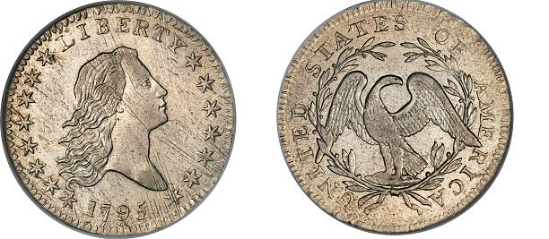 United state half Dollar Flowing Hair Half Dollar small eagle year 1795 isolated with white background