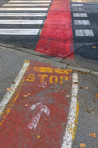 istock Bike Path Stop Crossing 2244461674