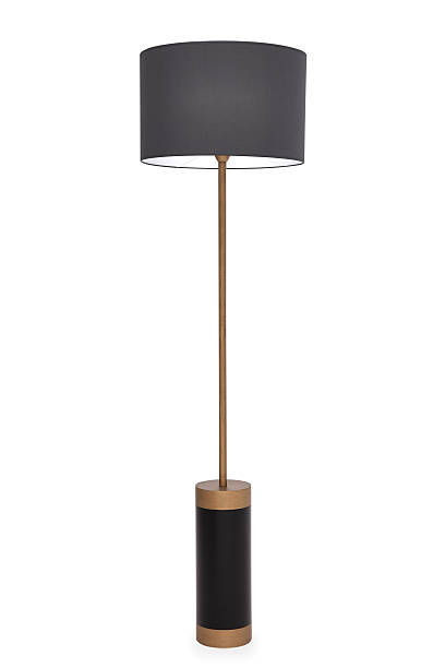 istock Modern table lamp with a smoke gray lampshade and elegant black and brass base, designed for stylish home decor and interior lighting. Modern Cinnamon Brown Table Lamp with Black and Brass Base 2244462487