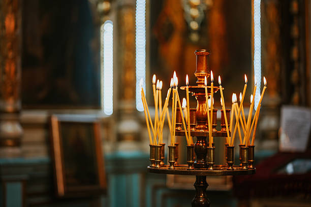 istock Burning candles in an Orthodox church 2244466330