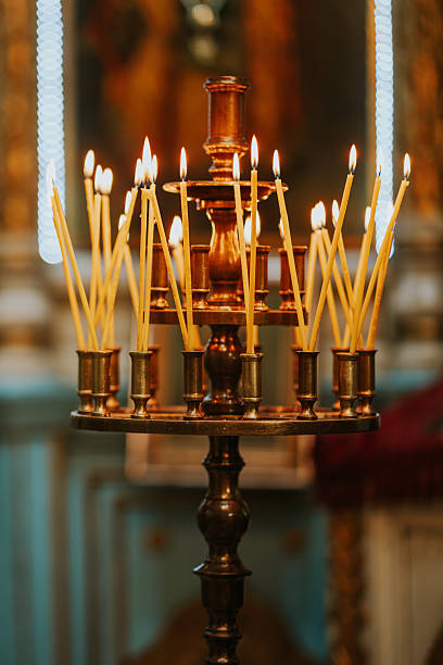 istock Burning candles in an Orthodox church 2244466331
