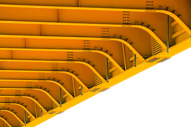 Yellow bridge bottom view on Siak III Bridge, Pekanbaru