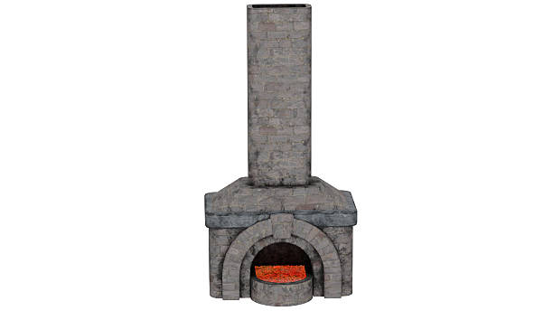 Fireplace house icon 3d rendering element
