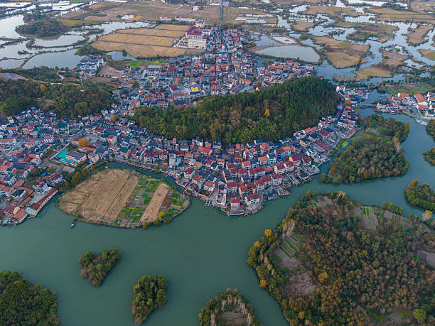 istock Aerial View of a Lakeside Town 2244474404