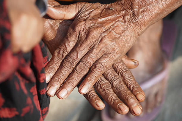 istock Elderly hands showing age and experience in a warm setting 2244481418