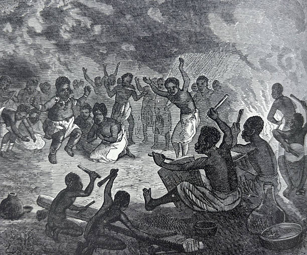 istock Antique illustration - Indigenous People of Africa - tribe dancing by a fire 2244483311