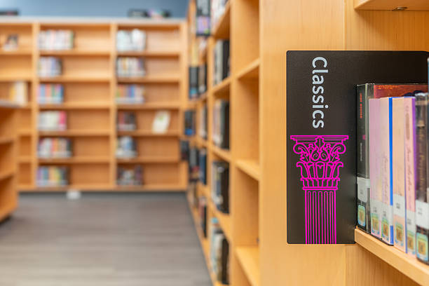 istock Photo of a Classics sign on a bookshelf in a library. 2244486321