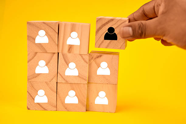 istock Manager hand placing a candidate block in a team grid, illustrating recruitment choice, inclusion and building a balanced workforce. 2244493060