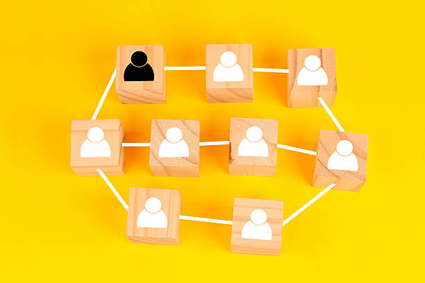 istock Connected user blocks forming a simple network diagram, illustrating collaboration, communication and team structure within an organization. 2244493083