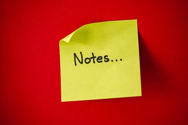 Concept of the word note to remember in the office and at work