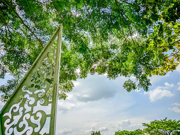 Unique Indonesian Ornamental Gate in a Peaceful Park