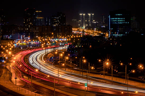 istock Traffic, view from above. Basarab Bridge landmark, photo during the night. 2244504660