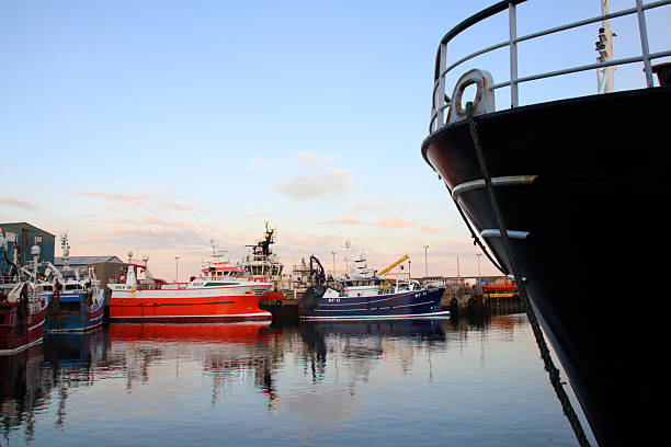 Fraserburgh, Aberdeenshire, Scotland - November 1, 2025:  Fishing boats moored in Fraserburgh harbour