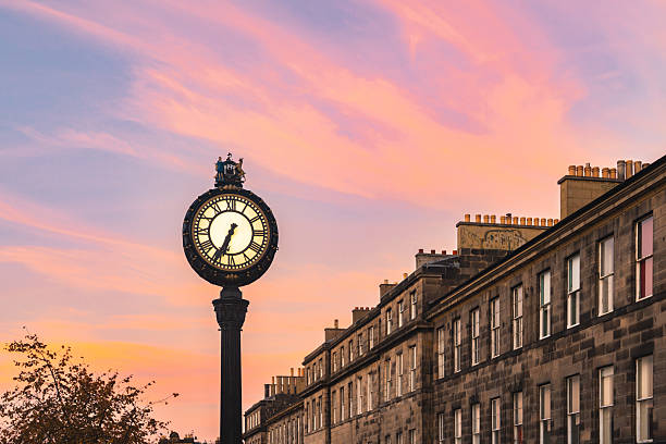Royal Mile, Edinburgh, Scotland, August 2023. This is the General Assembly Hall building early in the morning during the Edinburgh Fringe Festival.