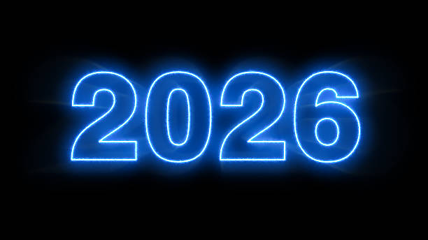 istock Happy New Year 2026, Neon Text on Black Background 2244513829