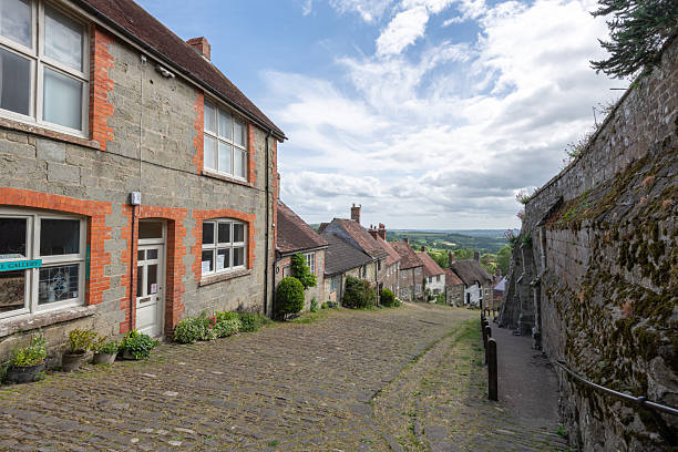 View from the top of Gold Hill in Shaftesbury which is famous for the Boy On The Bike tv commercial