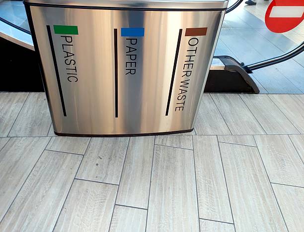 istock Trash Can With Inscriptions for Waste Segregation Located in a Modern Indoor Area 2244521379